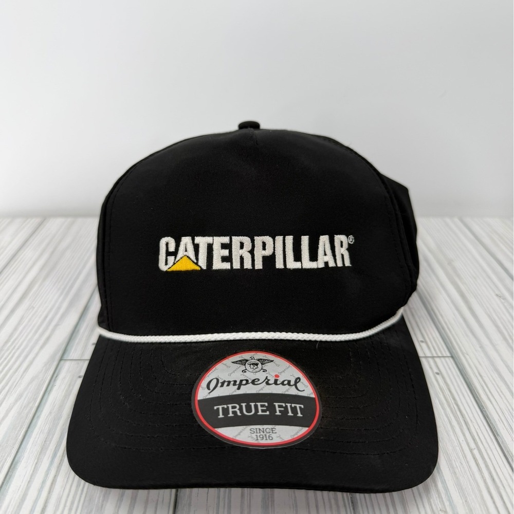 Caterpillar Imperial True Fit Black Rope Hat Snapback Embroidered CAT Cap NEW